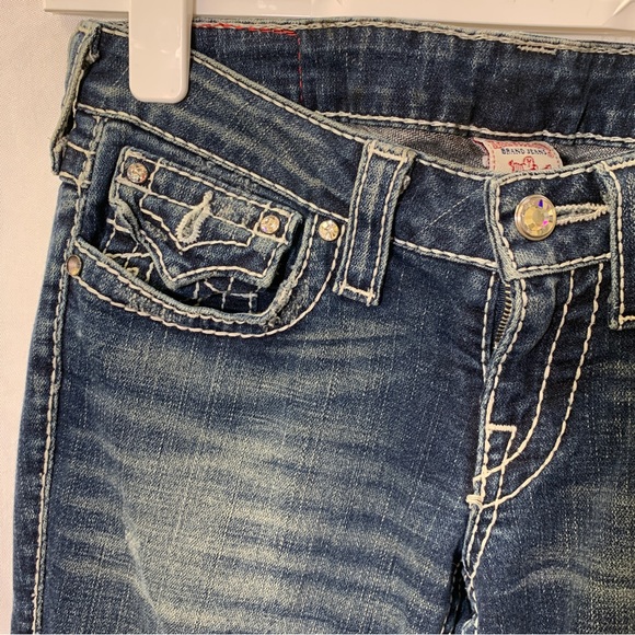 True Religion y2k Jeans low Rise Size 27 bedazzled Pocket - Picture 1 of 12